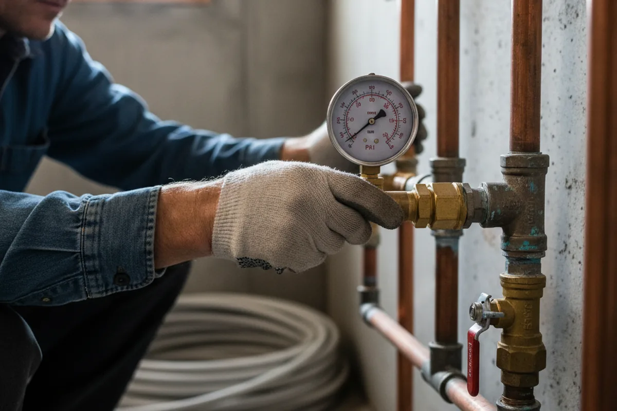 Pressure testing a repaired line during Water Line Repair in Highlandville